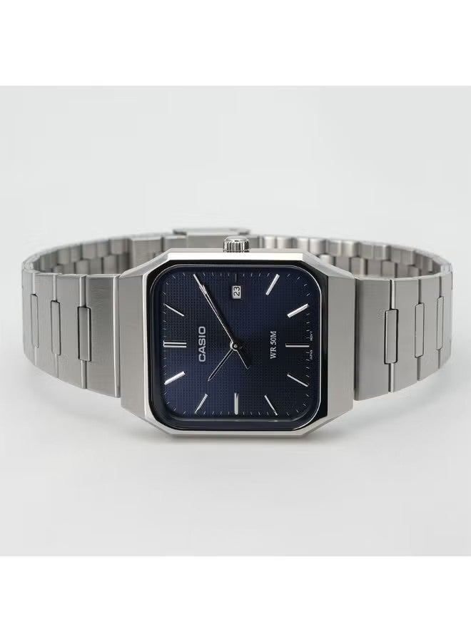 CASIO ساعة ستاندرد MTP-B185D-2A1VDF، 40 × 32.5 مم قرص أزرق داكن، سوار من الفولاذ المقاوم للصدأ، 50 متر مقاومة للماء - Image 5