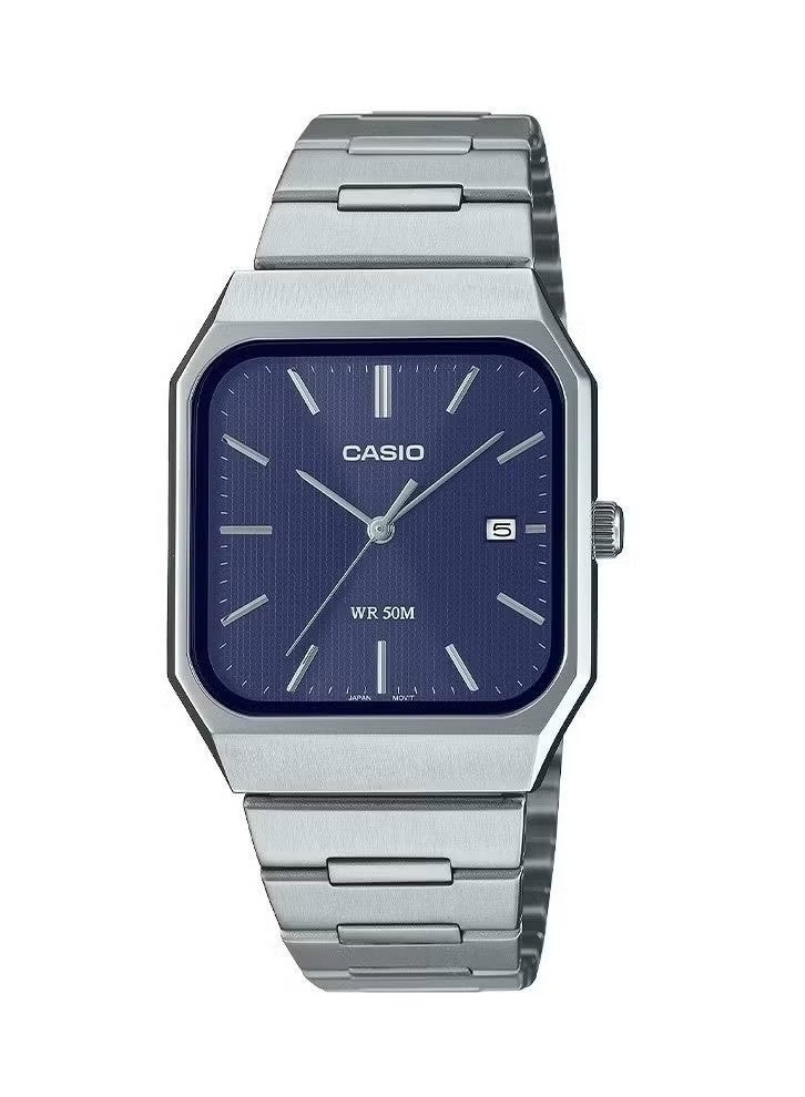 CASIO ساعة ستاندرد MTP-B185D-2A1VDF، 40 × 32.5 مم قرص أزرق داكن، سوار من الفولاذ المقاوم للصدأ، 50 متر مقاومة للماء - Image 1