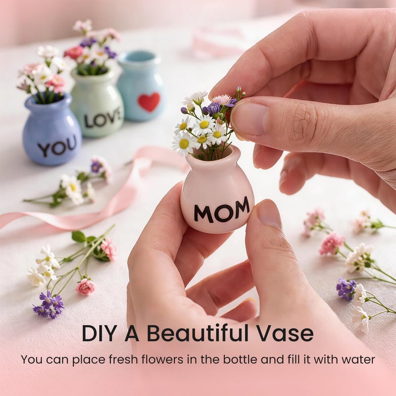 Cacukap Mother's Gifts for Mom Birthday Gifts from Daughter Son - 6 Pcs Refrigerator Magnets - Mini Vase Magnets for Fridge with Artificial Flowers, Christmas Valentines Day Gifts for Moms - Image 5