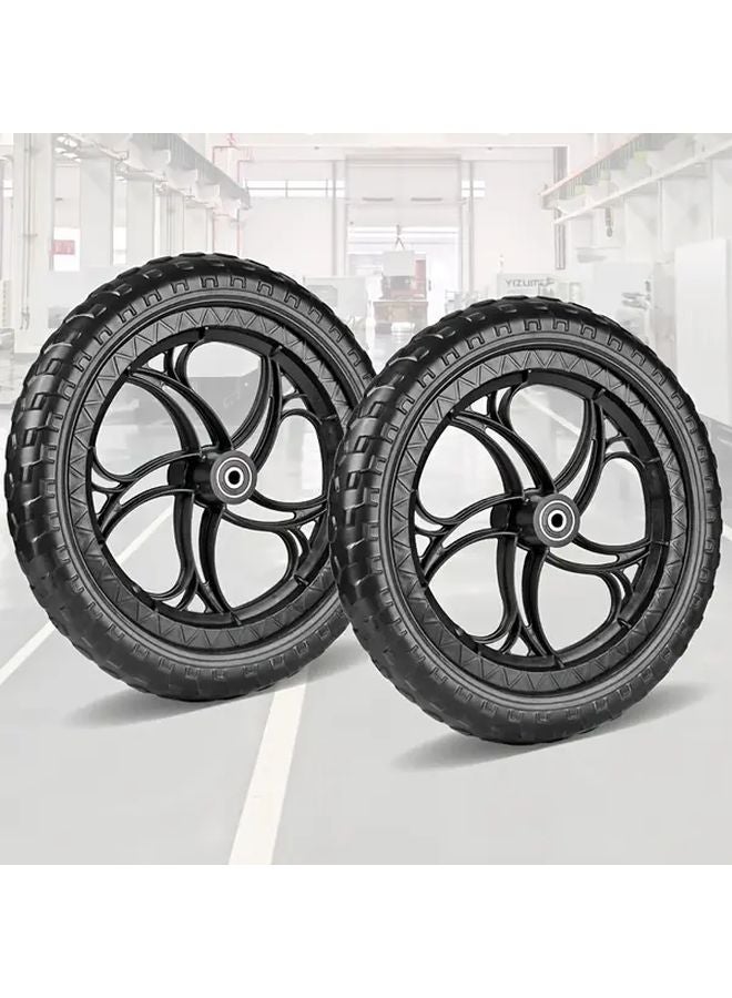 11.3 بوصة قطر 2 محمل عجلات كاستر مطاطية صلبة من الإيفا لعربة اليد - Image 2