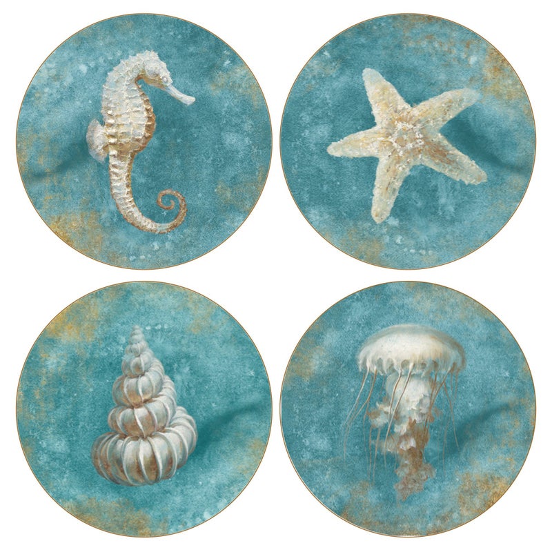 CoasterStone Treasures of the Sea Absorbent Coasters Set of 4 414 Multicolor