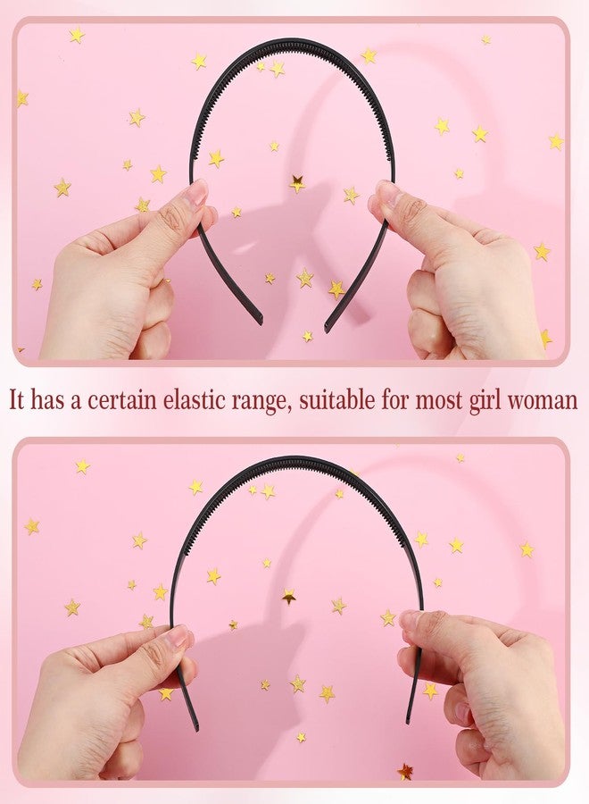 XunYee Hairband, 100 Pcs Plastic Headbands with Teeth, Plain Headbands for Women Girls, DIY Hair Accessories, Black, 10 mm - Image 4
