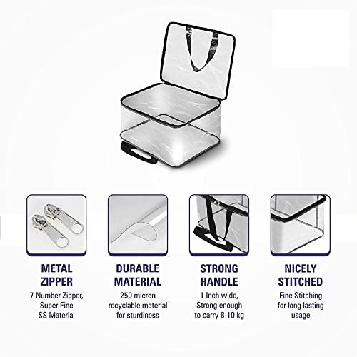 NIRVIK Transparent Multipurpose Storage Bag for Wardrobe | Large PVC Saree Covers & Plastic Storage Organizer | Durable Packing Bag 40x32x22 cm (Set of 6) - Image 4