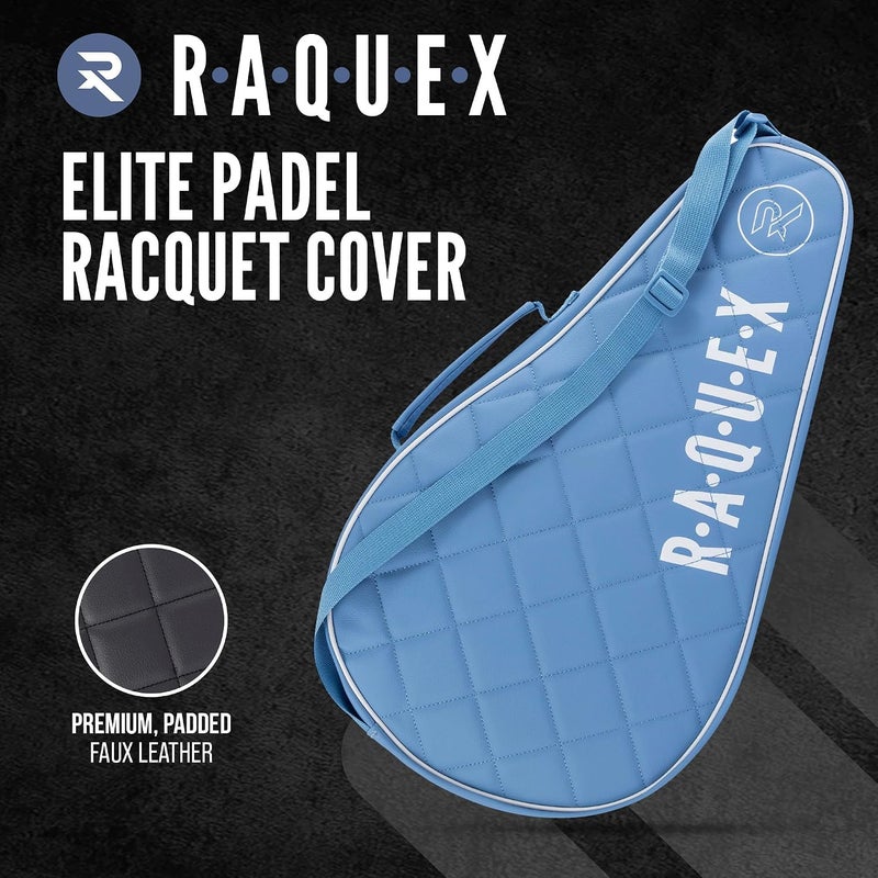 Elite Padel Racket Cover, Blue or Black, for 1 Racquet, Padded PU Leather Padel Bag for Men and Women, Padded Padel Racket Protector, Padel Gift - Image 4