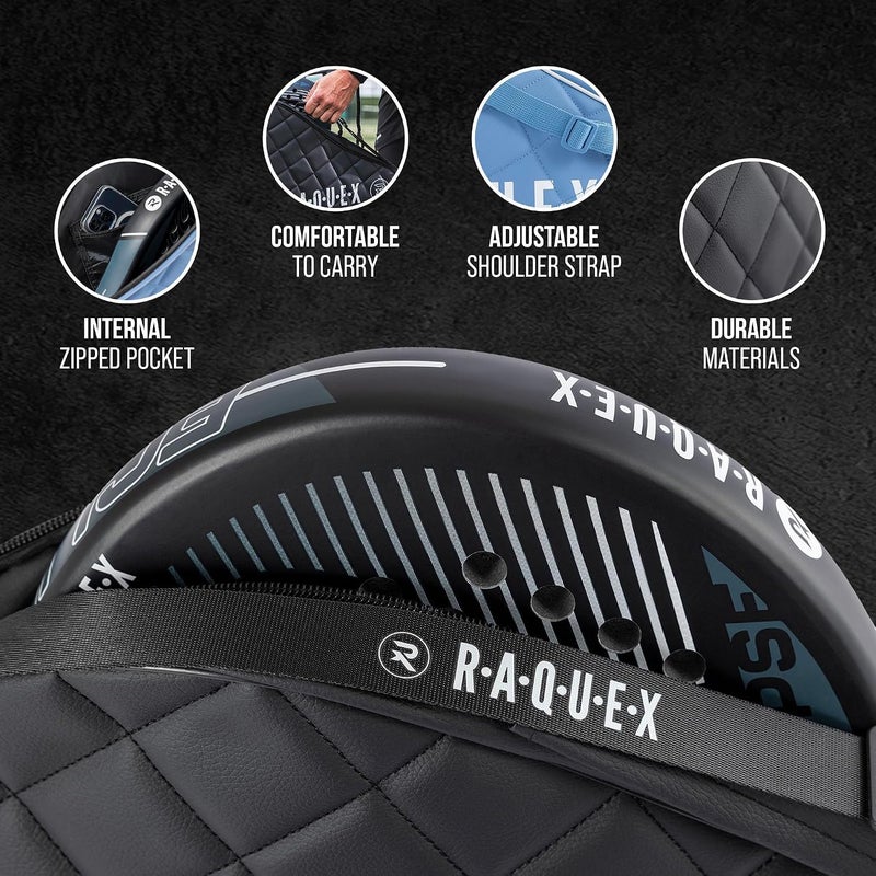 Elite Padel Racket Cover, Blue or Black, for 1 Racquet, Padded PU Leather Padel Bag for Men and Women, Padded Padel Racket Protector, Padel Gift - Image 5