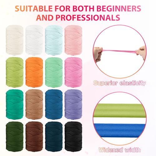 BHUCUTU T Shirt Yarn 130 Yards Beginner Crochet Tshirt Yarn 400g Elastic Fabric Thick T-Shirt Yarns for Crocheting, Knitting Bags, Baskets, Rugs, Coasters, DIY Crafts, Home Decor (Coffee) - Image 4