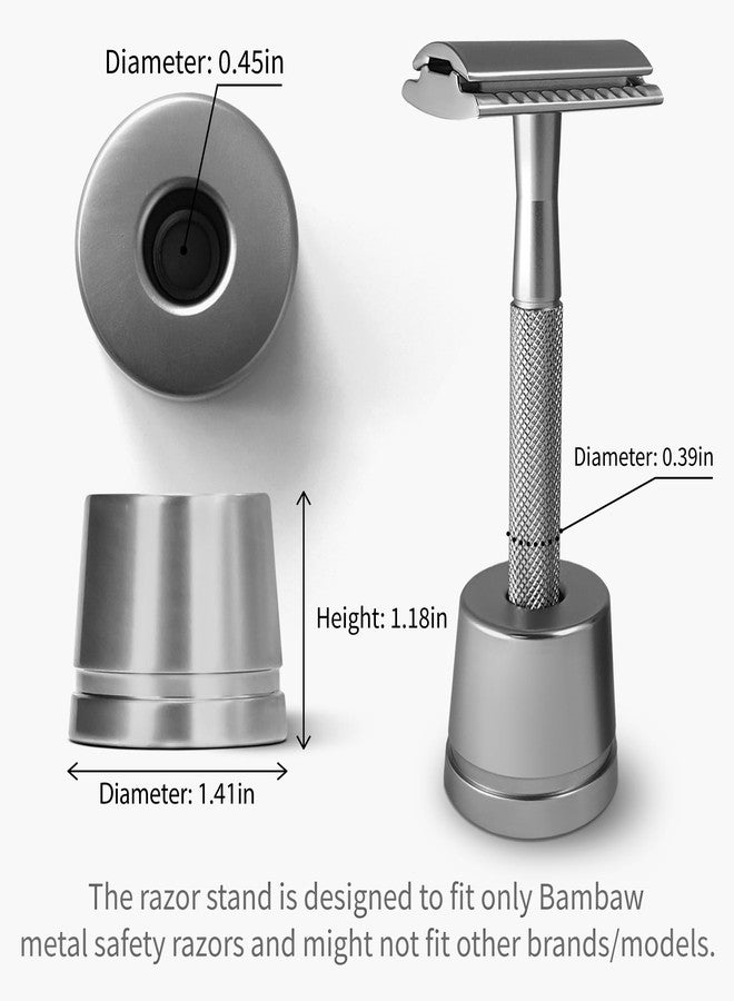 Bambaw Silver Safety Razor Stand | Razor Holder Stand | Straight Razor Stands does not fit all Safety Razors | Double Edge Safety Razor Stand | Shaver Holder Stand Razor Base | Single Razor Stand - Image 2
