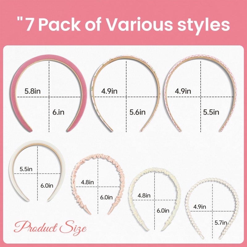 VKLANBGO 7pcs Headbands for Women with Different Designs, Non Slip Flower Headband Set, Cute Pearl Headbands for Girls, Hair Accessories Birthday Thanksgiving Christmas Gift for Girl Women, Green - Image 5