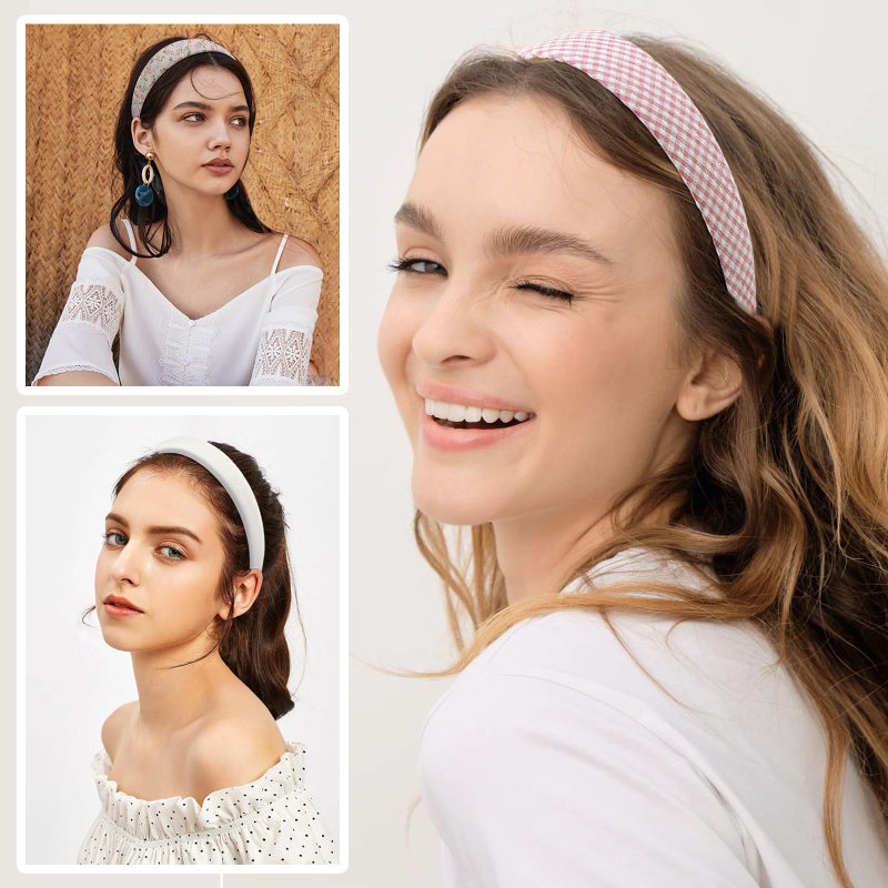VKLANBGO 7pcs Headbands for Women with Different Designs, Non Slip Flower Headband Set, Cute Pearl Headbands for Girls, Hair Accessories Birthday Thanksgiving Christmas Gift for Girl Women, Green - Image 4