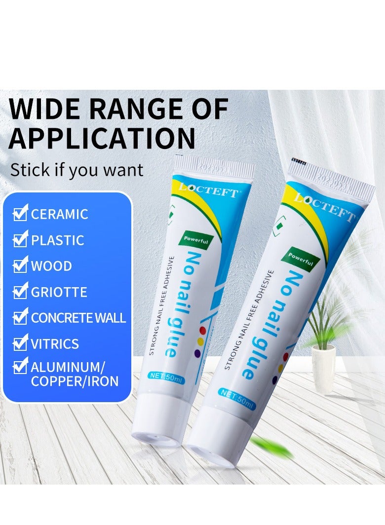 Generic 2pcs nail-free adhesive, super adhesive, all-round wall special non-perforating universal glue, viscose universal storage Rack glass glue  - Image 1
