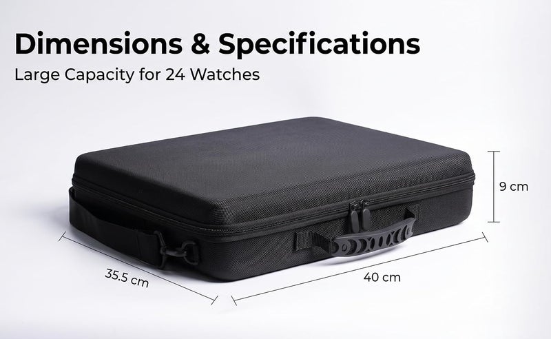RIGICASE 24 slots Watch travel case, portable watch storage organizer box, hard watch holder with flexible foam inserts fit large and small size - Image 5