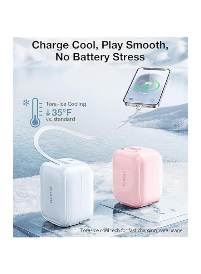 أنكوفو TORRAS FlexLine 40W for iPhone 16 Charger, Dual-Port USB C Charger Block with Retractable Cable, Travel Charger for iPhone Charger Fast Charging, Type C Charger for iPhone 15 with Foldable Plug - Image 2