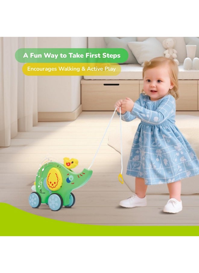 R for Rabbit R for Rabbit Orapple Trunky Musical Pull-Along Toy for Baby with Lights & Smooth Wheels |Encourages Walking, Balance & Coordination | Motor Skill Development 12+ Months Kids (Green Yellow)  - Image 3