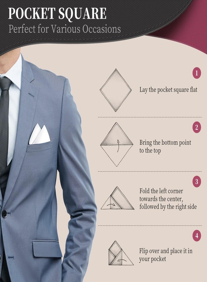 GB Selected Satin Pocket Square for Men, Vegan Silk Suit Handkerchief - White - Image 4