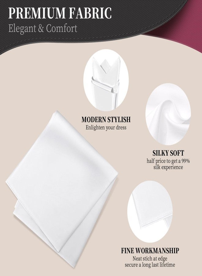 GB Selected Satin Pocket Square for Men, Vegan Silk Suit Handkerchief - White - Image 2
