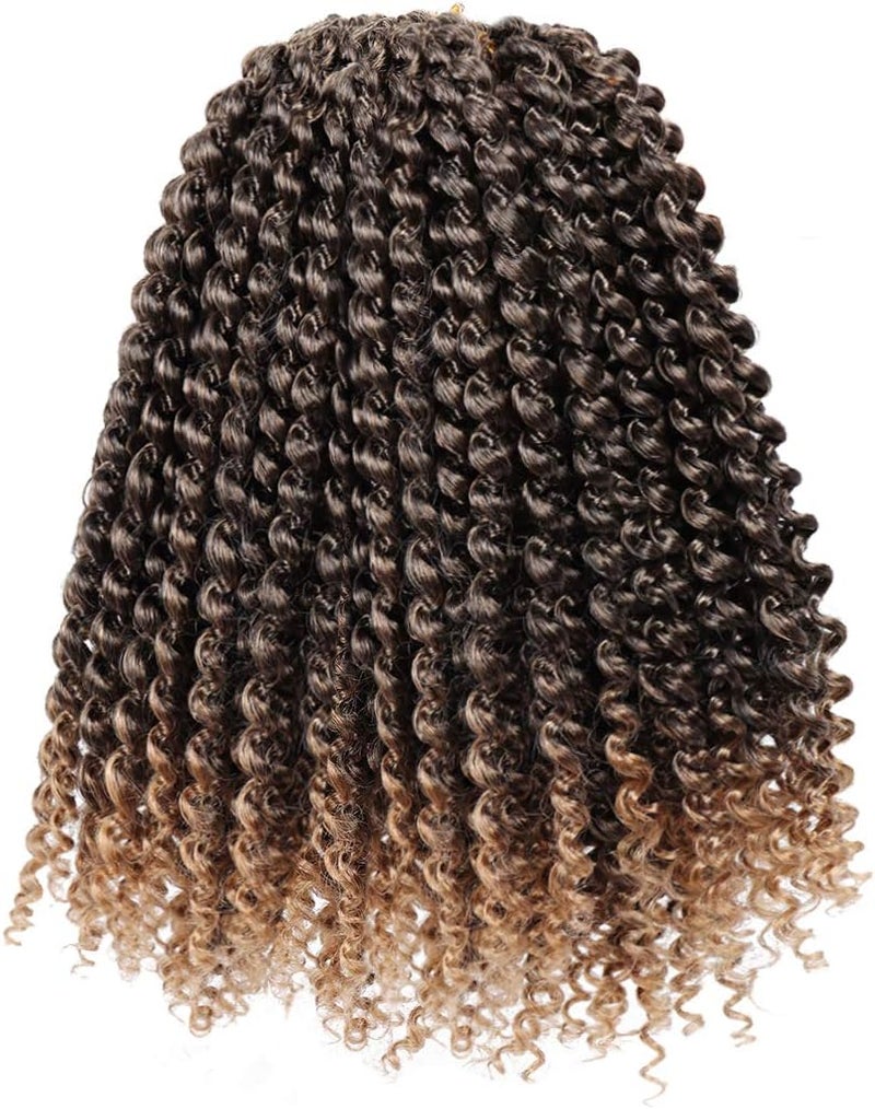 Dorsanee Ombre Honey Blonde Passion Twist Hair 12 Inch 7 Packs Water Wave Crochet Hair Long Bohemian Curly Braiding Hair for Butterfly Locs, Faux Locs, Boho Style Spring Twist Crochet Braids (T27#) - Image 1