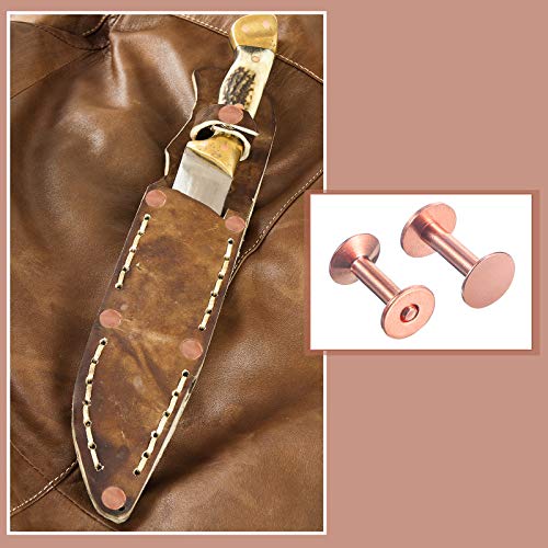 Hotop 50 Sets Copper Rivets and Burrs, Copper Rivets for Leather Pure Copper Rivet Setting Tool for Belts Wallets Collars Leather DIY Craft Supplies (1/2 Inch, Size 9) - Image 5