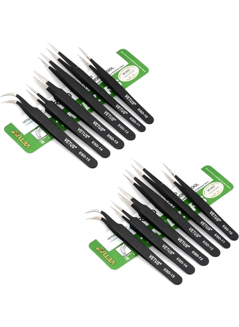 SONEX 12 Piece Esd Electronic Repairman Tweezers Set  - Image 1
