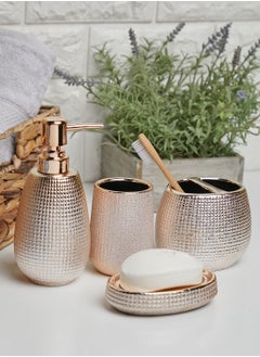 4 Piece Rose Gold Bathroom Set