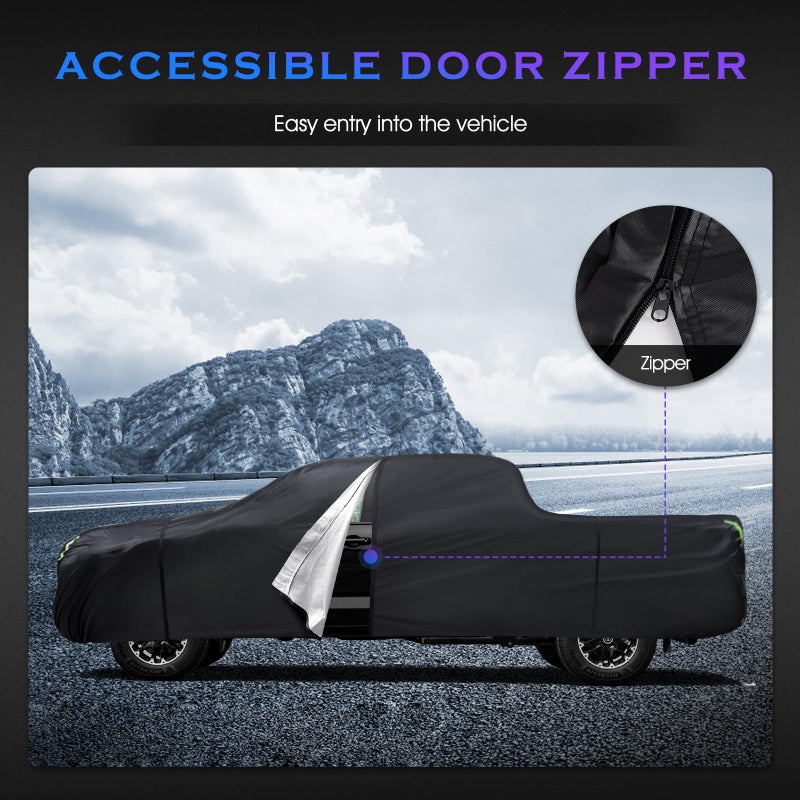 Qualencey Car Cover Custom Fit for Toyota Tundra 2007-2026,6 Layers Truck Cover Waterproof All Weather for Automobiles,Outdoor Full Exterior Cover Black,Up to 233.6 inch, 5.5 Bed Length - Image 5