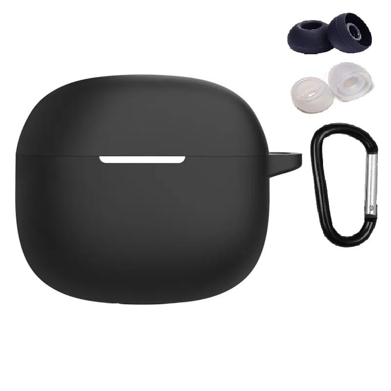 Printme Compatible for Boat Airdopes 91 Case Cover Silicone, Soft, Anti Scratch, Anti Fall, LED Visible, with Hook and EarTips [Earbuds Not Included] (Black) - Image 1