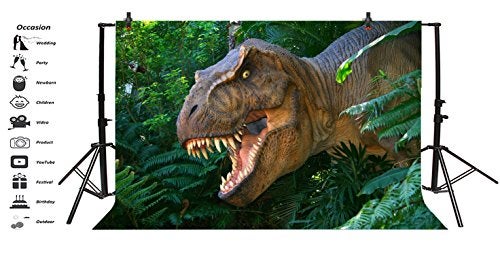 Leyiyi 5x3ft Photography Background 3D Safari Dinasour Birthday Party Backdrop Ancient Jungle Tropical Bush Teeth Hunting Summer Camp Baby Shower Photo Portrait Vinyl Video Studio Prop - Image 2