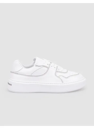 Cabani 100% Genuine Leather White Patent Leather Lace-Up Women's Sneakers