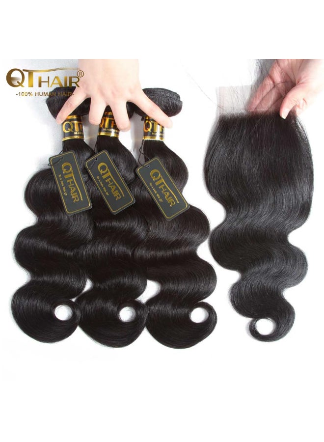 QTHAIR 18A Grade Body Wave Bundles Human Hair with HD Lace Closure Brazilian Virgin Hair Bundles 100 Unprocessed Body Wave Human Hair Bundles With Closure12 14 1410 - Image 4