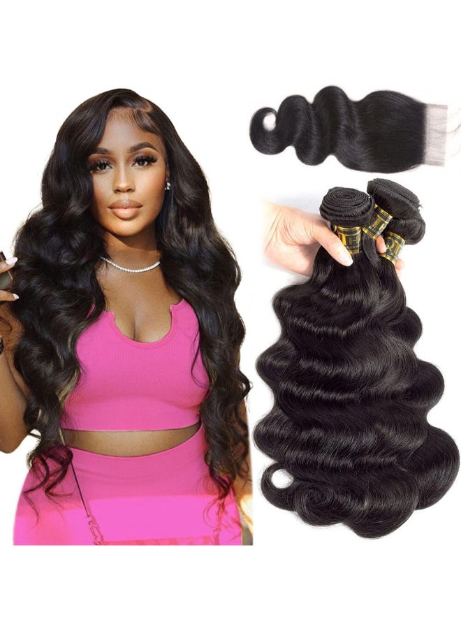 QTHAIR 18A Grade Body Wave Bundles Human Hair with HD Lace Closure Brazilian Virgin Hair Bundles 100 Unprocessed Body Wave Human Hair Bundles With Closure12 14 1410 - Image 2