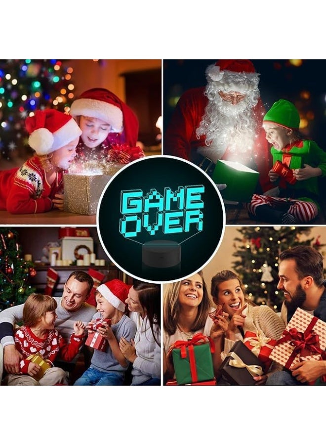 مصباح ثلاثي الأبعاد Game Over – بتصميم يد تحكم وسماعات، بحجم 15×20 سم و3 أنماط إضاءة، مثالي لديكور غرف الألعاب  - Image 5