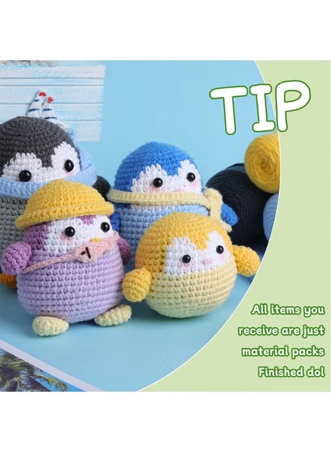 Tagkita 4-Piece Penguin Crochet Set Beginner Crochet Kit Crochet Starter Kit for Adult and Child Crochet Enthusiasts - Image 5