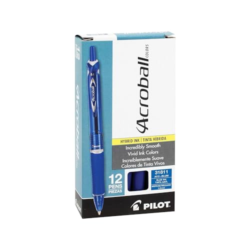 PILOT Acroball Colors Advanced Ink Refillable & Retractable Ball Point Pens, Medium Point, Blue Ink, 12-Pack (31811) - Image 3