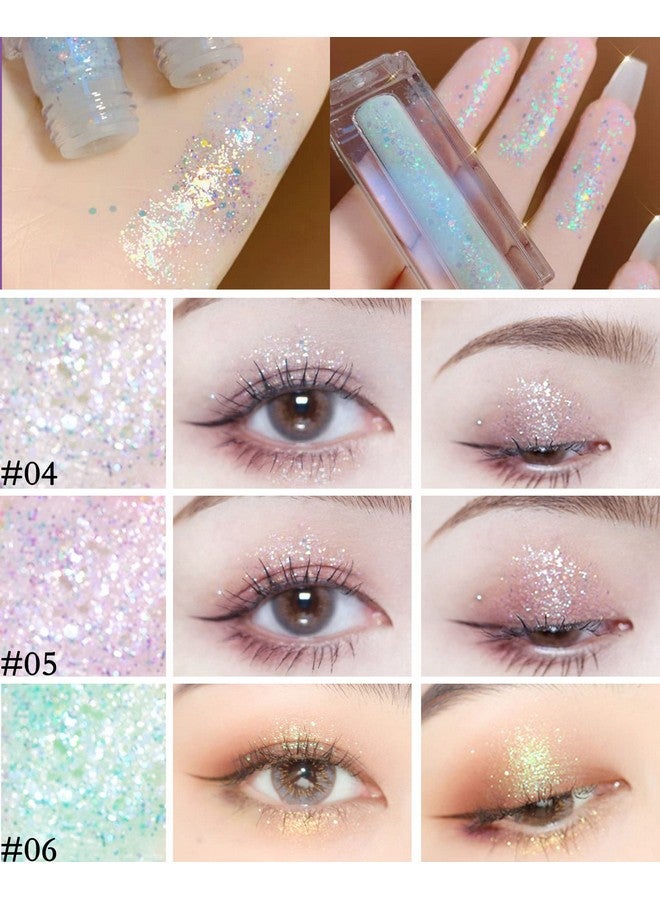 LYSdefeu - 3 Colors Liquid Glitter Eyeshadow Kit Waterproof Metallic Shimmer Sparkling Eyeshadow Blue Green Purple Diamond Eye Shadow Stick Long Lasting Glow Eye Shadow Korea Eye Makeup Gift For Women B - Image 1
