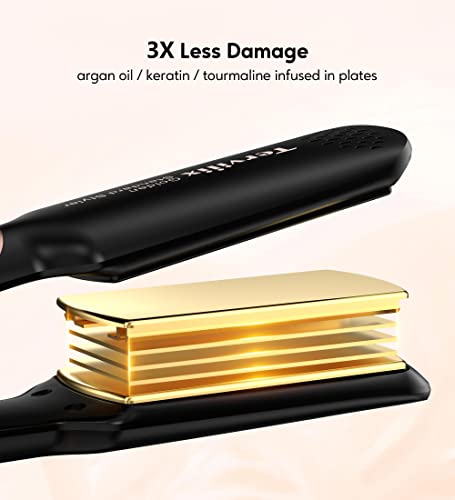 Terviiix Flat Iron Hair Straightener by Terviiix - Ceramic & Tourmaline for Smooth, One-Swipe Results, Salon-Grade Wide 1-3/4 Inch Straightening Iron Gently Straightens Thick, Curly, Black & Natural Hair - Image 2
