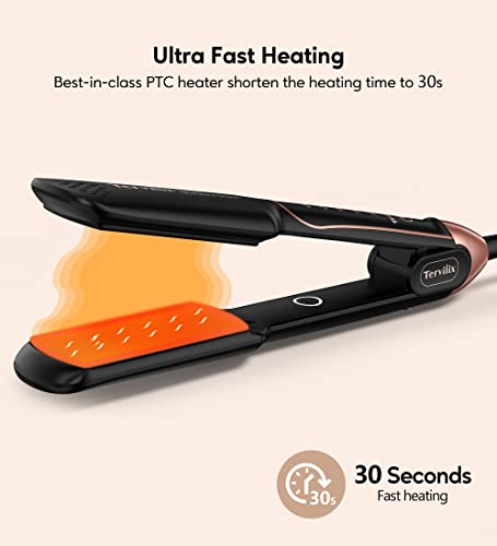 Terviiix Flat Iron Hair Straightener by Terviiix - Ceramic & Tourmaline for Smooth, One-Swipe Results, Salon-Grade Wide 1-3/4 Inch Straightening Iron Gently Straightens Thick, Curly, Black & Natural Hair - Image 5