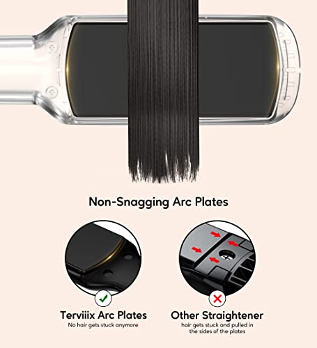 Terviiix Flat Iron Hair Straightener by Terviiix - Ceramic & Tourmaline for Smooth, One-Swipe Results, Salon-Grade Wide 1-3/4 Inch Straightening Iron Gently Straightens Thick, Curly, Black & Natural Hair - Image 3