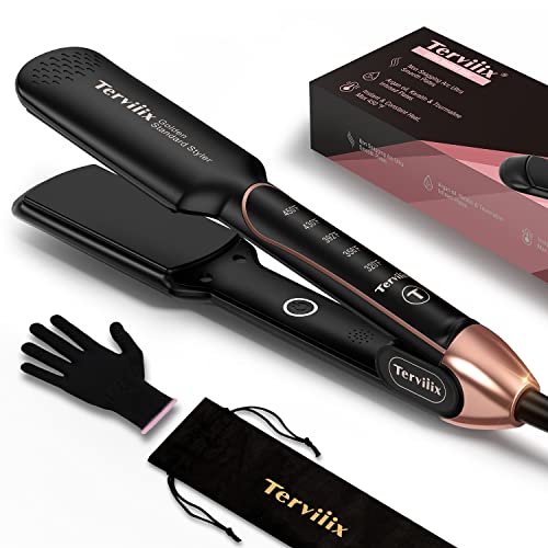 Terviiix Flat Iron Hair Straightener by Terviiix - Ceramic & Tourmaline for Smooth, One-Swipe Results, Salon-Grade Wide 1-3/4 Inch Straightening Iron Gently Straightens Thick, Curly, Black & Natural Hair - Image 1