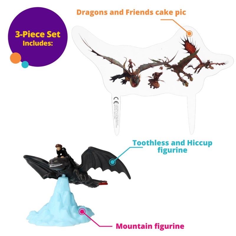 DecoPac DecoSet How To Train Your Dragon Cake Topper, Cake Decoration With Toothless & Hiccup Figurine and Background Cake Pic For Birthday Cakes & Celebration Bakes - Image 4