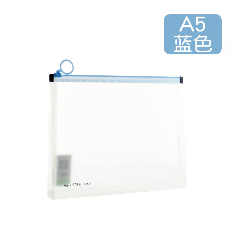 Generic KOBEST A4 Clear Document Bag A5 Zippered Office File Pouch A5-Blue-E8122 (Pack of 12) 
