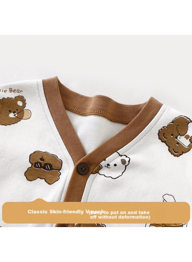 Badibadi Spring And Autumn Infant And Toddler Home Wear Pajama Set, Skin-friendly Comfortable Outdoor Air Conditioning Suit, Little Bear Playmate, Size 90 - Image 3