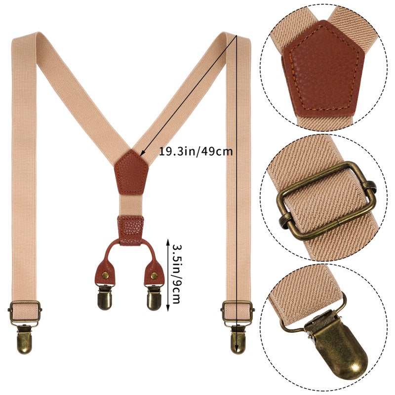 mifengda Kids 100 Day of School Old Man Costume - Grandpa Outfit for Boys 1920s Halloween Dress Up Set Including Bow Tie, Beard, Eyebrow, Suspenders, Glasses - Image 2