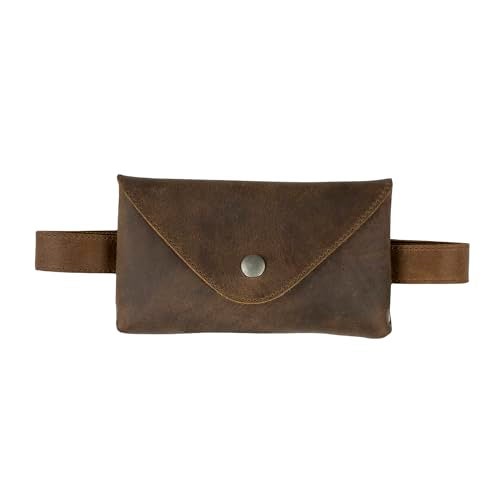 Hide & Drink, Waist Pouch, Fanny Pack, Medieval Bag, Vintage Purse, Phone Holder Cable Case, Easy Travel for Digital Nomads, Full Grain Leather, Handmade, Bourbon Brown - Image 2