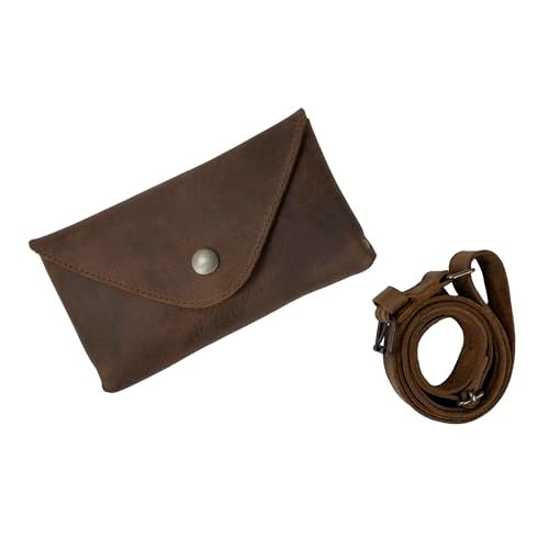 Hide & Drink, Waist Pouch, Fanny Pack, Medieval Bag, Vintage Purse, Phone Holder Cable Case, Easy Travel for Digital Nomads, Full Grain Leather, Handmade, Bourbon Brown - Image 3