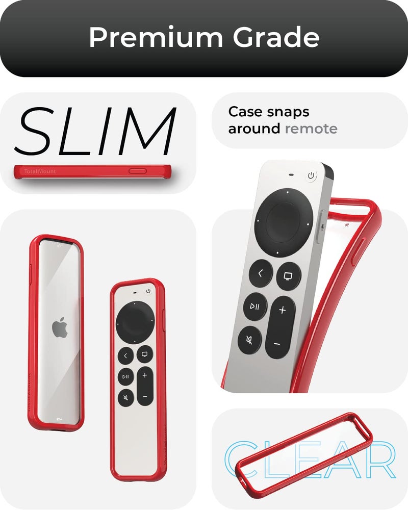 TotalMount Air Rim Case for Apple TV Remotes – Slim, Hybrid Apple TV Remote Case with Ultimate Drop Protection – Red Perimeter Cover & Clear Back - Image 3