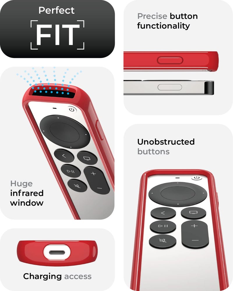 TotalMount Air Rim Case for Apple TV Remotes – Slim, Hybrid Apple TV Remote Case with Ultimate Drop Protection – Red Perimeter Cover & Clear Back - Image 5