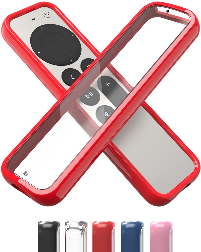 TotalMount Air Rim Case for Apple TV Remotes – Slim, Hybrid Apple TV Remote Case with Ultimate Drop Protection – Red Perimeter Cover & Clear Back - Image 1