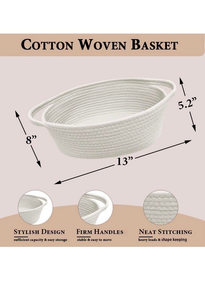 GiftExpress White Woven Basket - 13" X 8" X 5" Cotton Rope Organizing Baskets With Handle For Baby Items Or Cat & Dog Toys - Cute Soft Gift Basket Storage Bin W/Handles  - Image 2