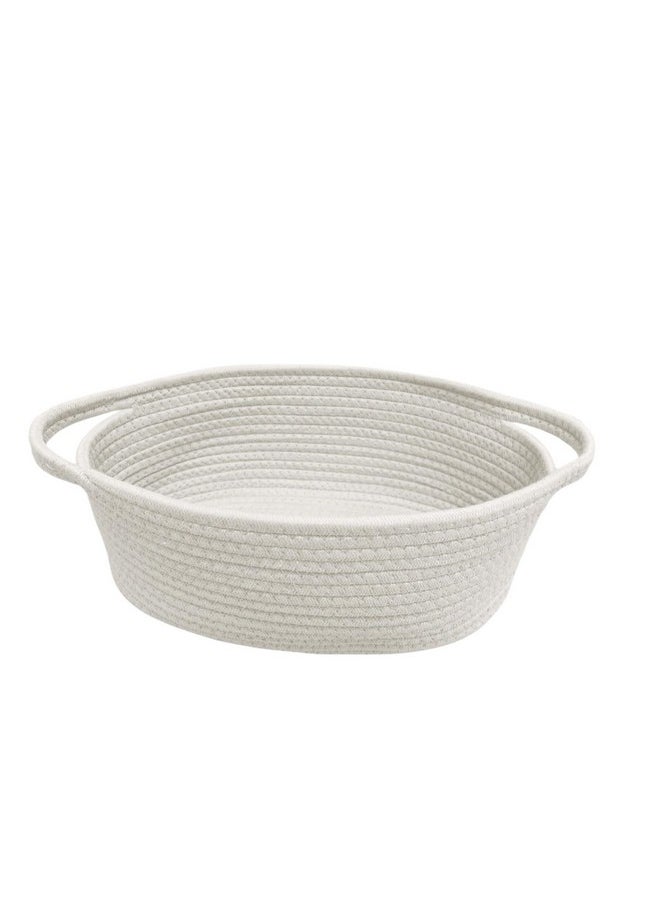 GiftExpress White Woven Basket - 13" X 8" X 5" Cotton Rope Organizing Baskets With Handle For Baby Items Or Cat & Dog Toys - Cute Soft Gift Basket Storage Bin W/Handles  - Image 1
