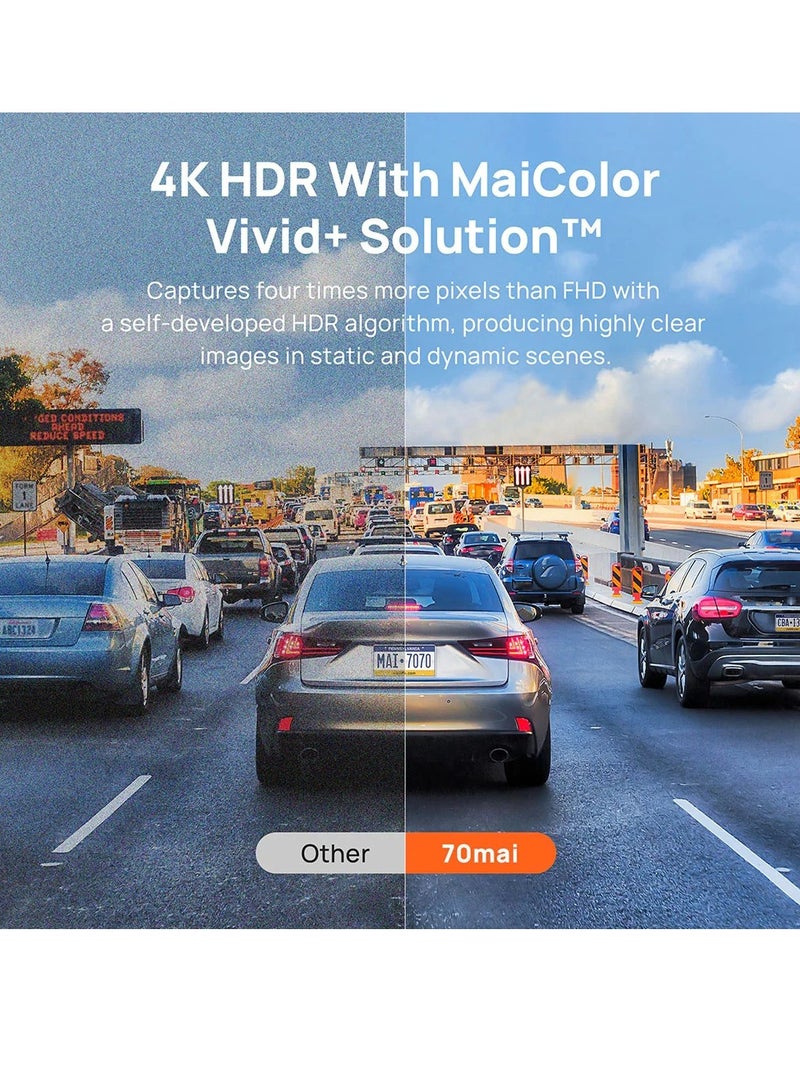 70 ماي Dashcam A810 4K HDR Sony STARVIS 2 IMX678 ثنائي القناة اختياري - Image 5