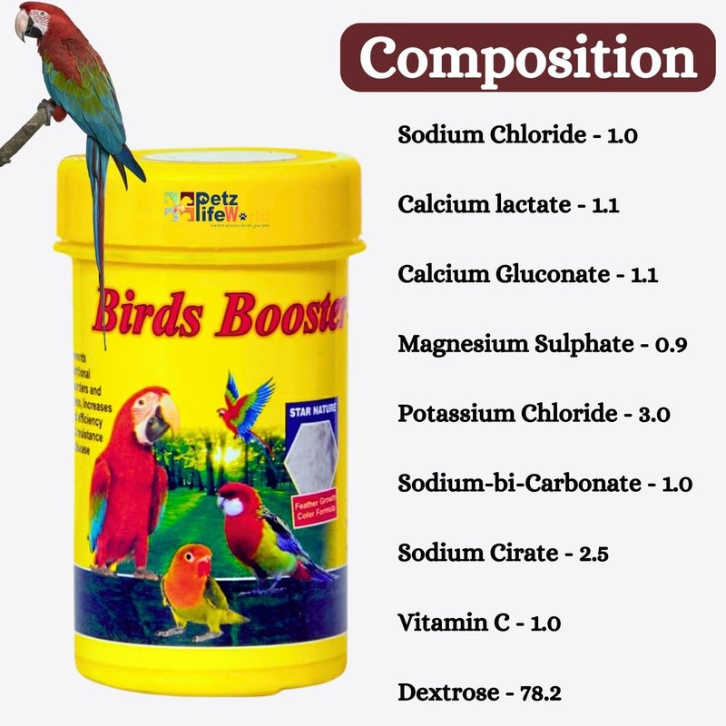 VAYINATO® Bird Booster, 50g & Birds Care, 60ML Combo Health Supplements for All Kind of Pet Birds by Petzlifeworld - Image 2